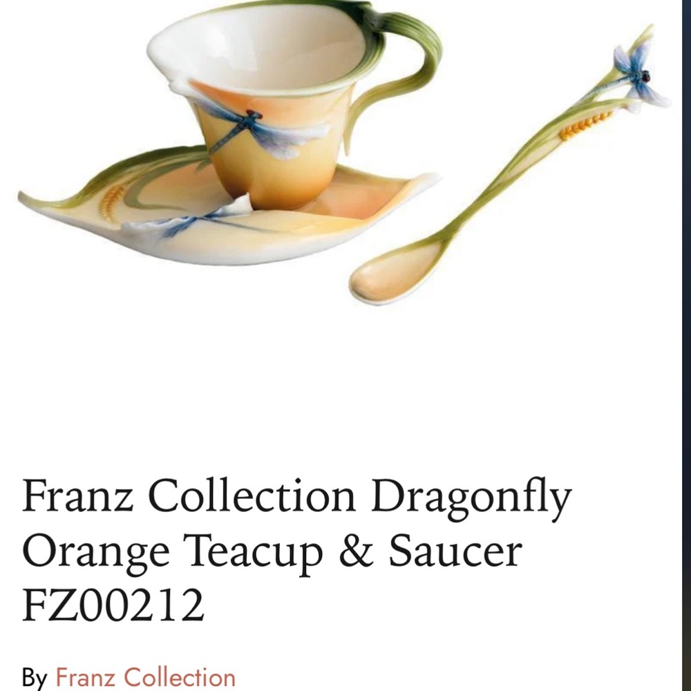 Franz Dragonfly Teacup Set with Spoon